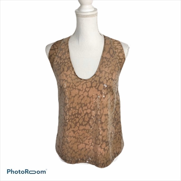 Rebecca Taylor Button Back Top Sz 2 Sequin Women’s Tank - Picture 2 of 8